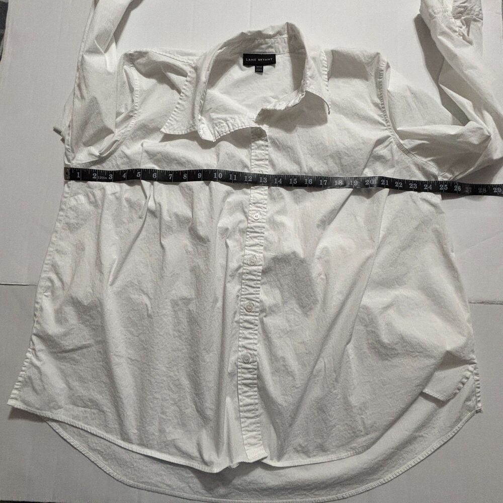 Lane Bryant White Stretch Cotton Button Down Shirt Size 18/20 Career Casual - Picture 5 of 8